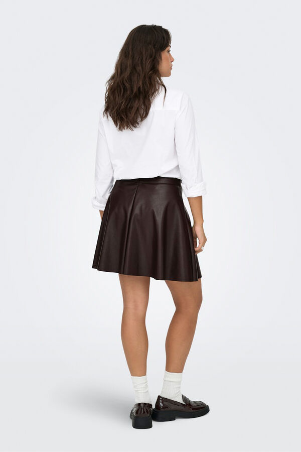 Only Short vegan leather skirt nude