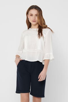Springfield Blouse with 3/4-length sleeves and round neck white