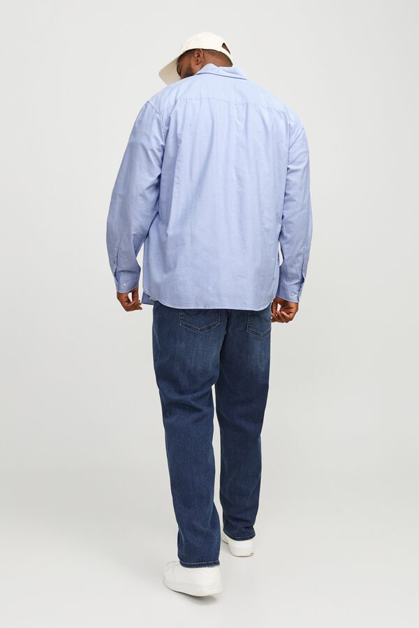 Jack & Jones PLUS Long sleeve Oxford shirt blue