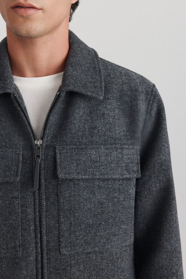 Springfield Wool blend texture jacket grey