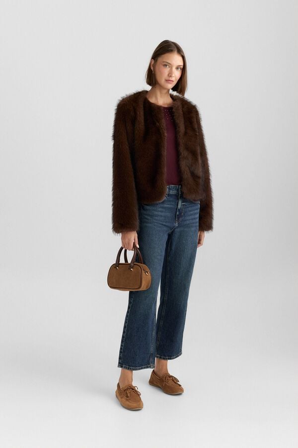 Springfield Veste courte en fourrure nude
