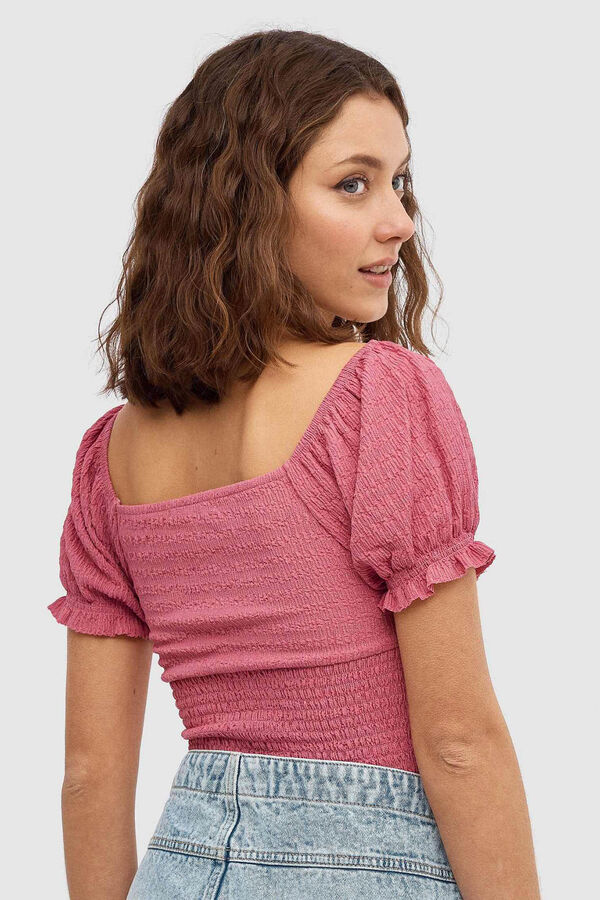 Springfield Shirt Dirndl-Stil mit Print rot