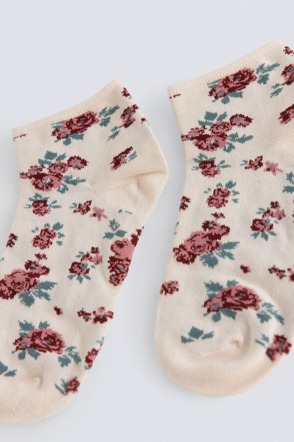 Springfield Chaussettes courtes &agrave; fleurs marron