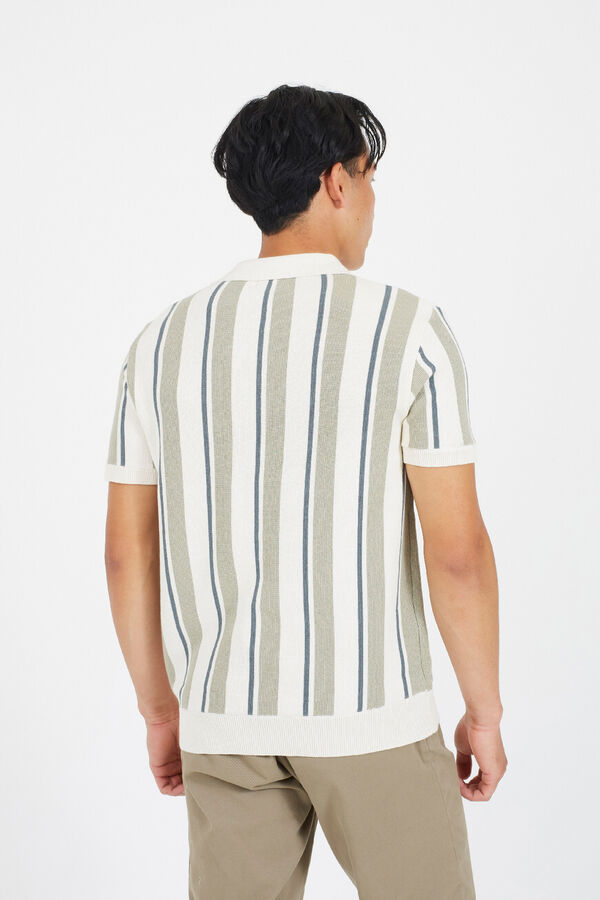 Brave Soul Jersey-knit polo shirt with short sleeves beige