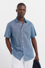 Springfield Linen short sleeve shirt blue
