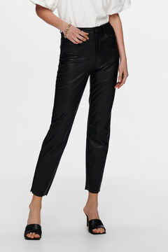 Springfield Faux leather high rise trousers noir