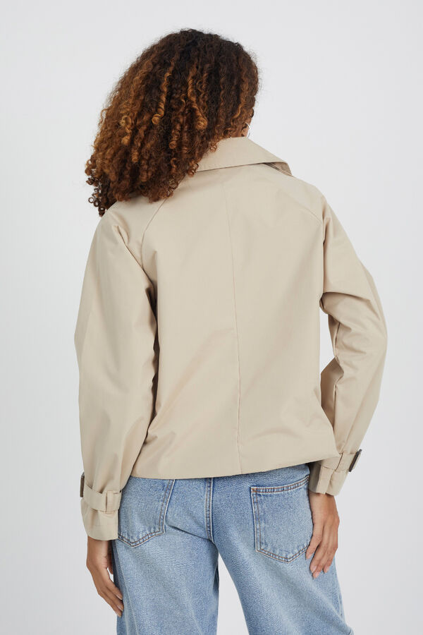 Brave Soul Short trench coat with double-breasted fastening brown