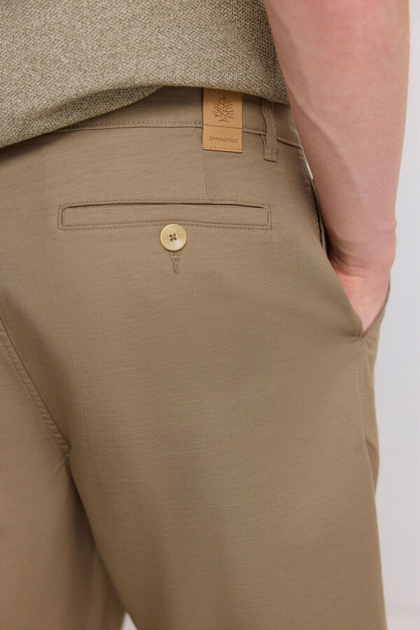 Springfield Wide & relaxed fit technical Bermuda shorts beige