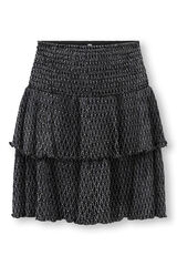 Only Girls Saia de camadas com purpurina preto