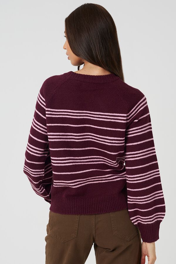 Brave Soul Camisola de riscas gola redonda vermelho