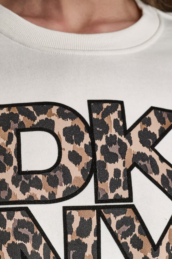 DKNY Sweatshirt gola redonda logo bege