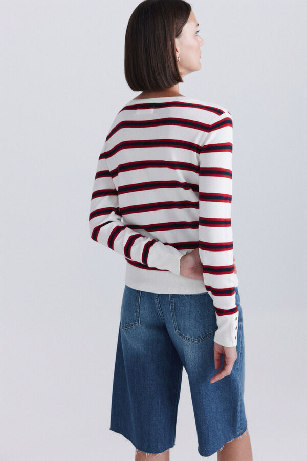 Springfield Basic fine knit buttoned jumper burgundy
