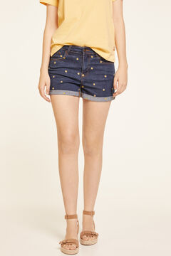 Springfield Sustainable Wash Embroidered Denim Shorts blue