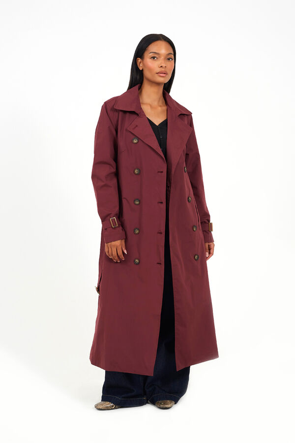 Brave Soul Long belted trench coat red