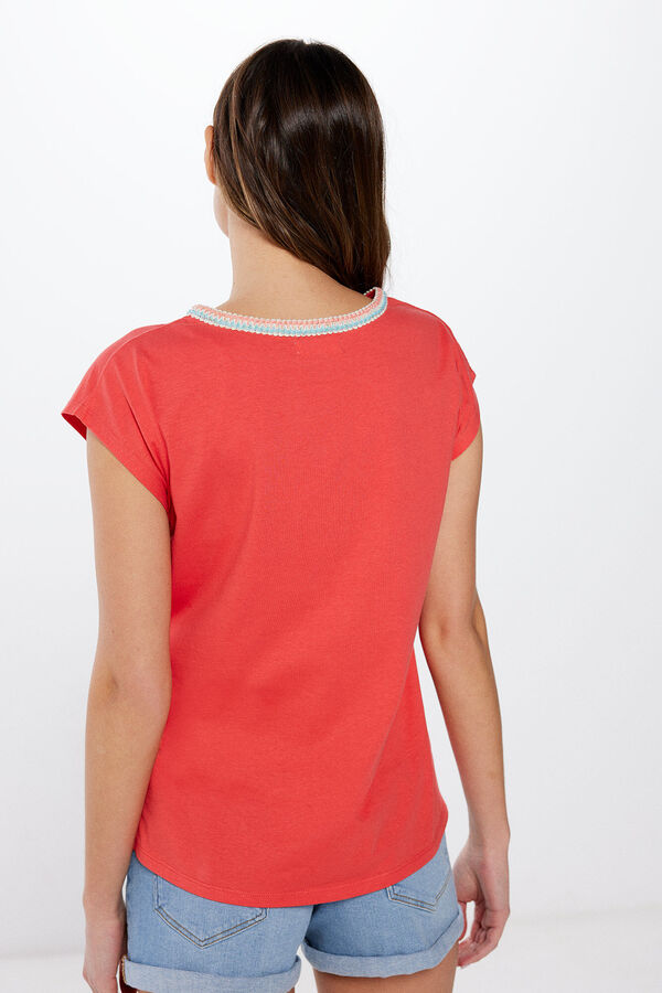 Springfield T-Shirt Ausschnitt Flechtmuster mehrfarbig rojo