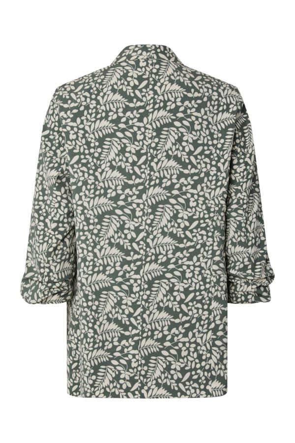 Pieces Floral print three-quarter sleeve blazer green