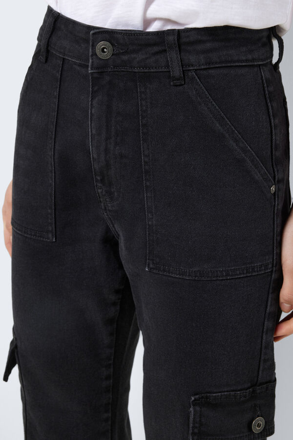 Springfield Moni straight cargo jeans black