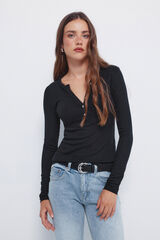 Springfield Buttoned Henley t-shirt black