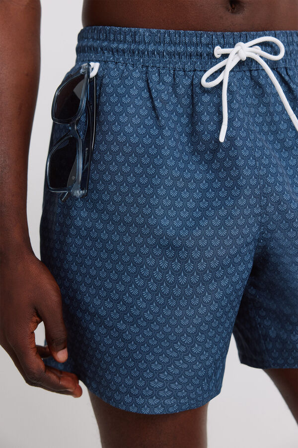 Springfield Maillot de bain imprim&eacute; mosa&iuml;que poche zipp&eacute;e bleu