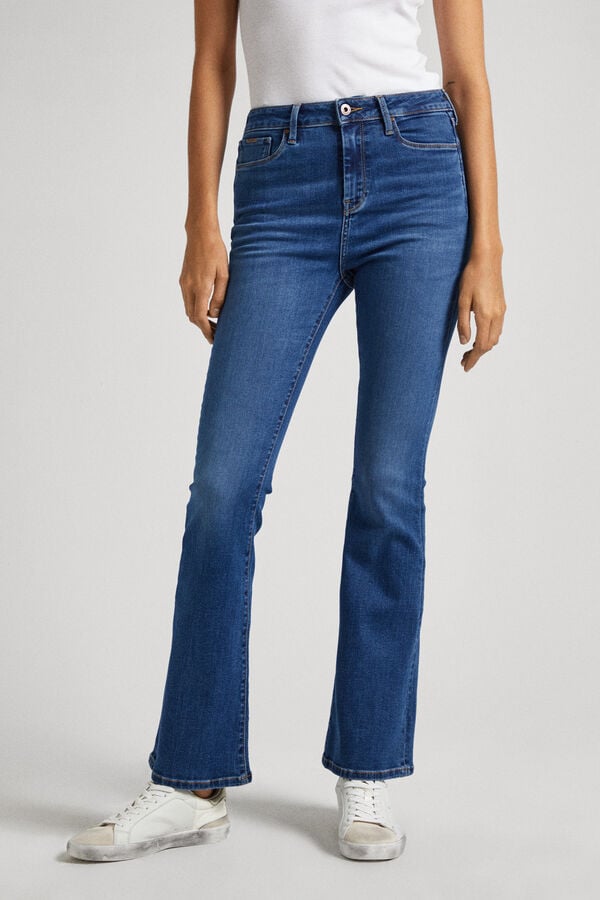 Springfield Bootcut high-rise jeans bleuté