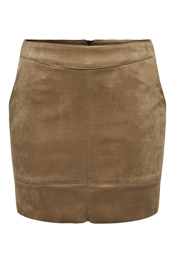 Springfield Short imitation suede skirt brown