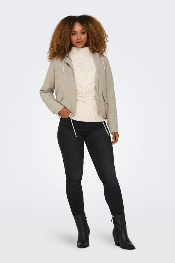 Only Short hooded parka brown