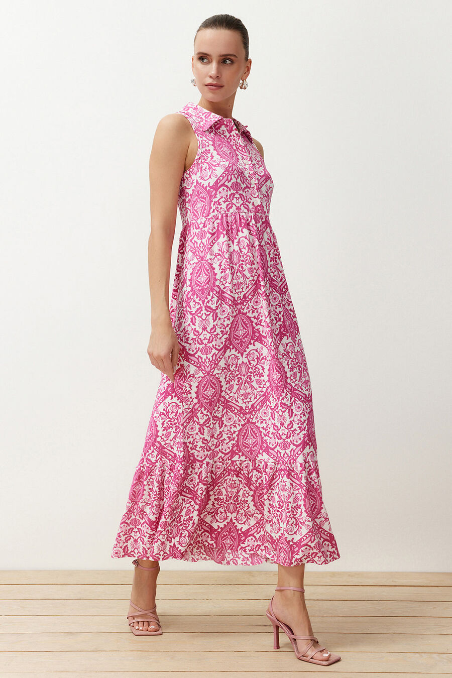 Vestido largo cuello camisero