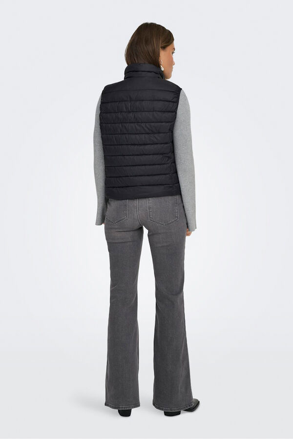 Only Colete acolchoado fecho-&eacute;clair preto