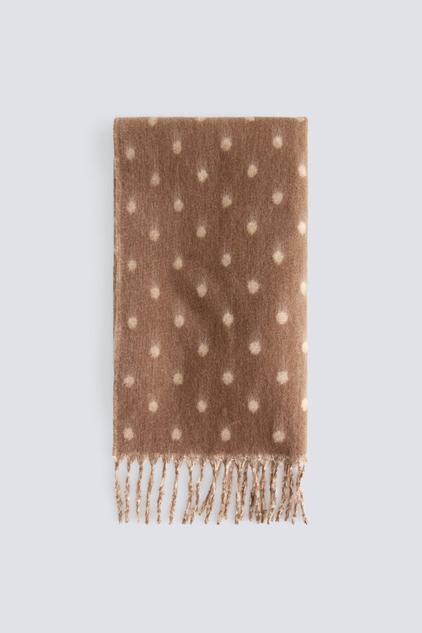 Springfield Polka-dot fringed scarf nude