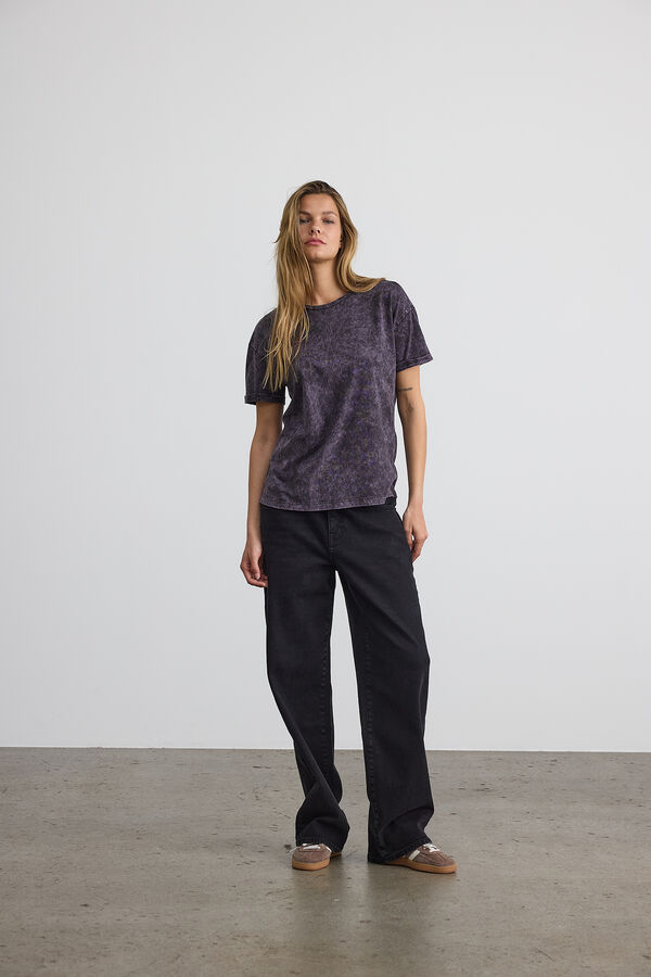 Noisy May Linen look T-shirt grey