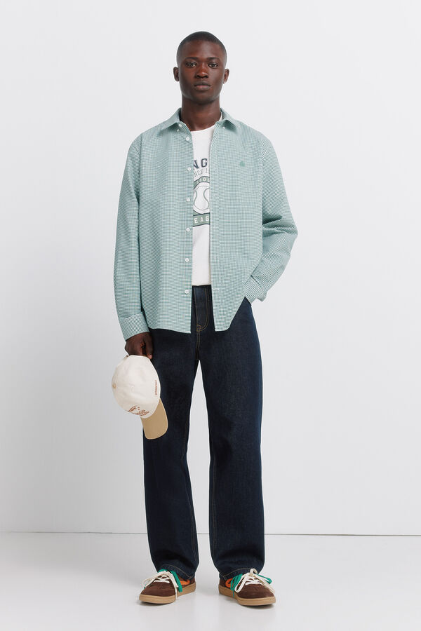 Springfield Oxford gingham print wrinkle free shirt green