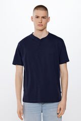 Springfield T-Shirt Henley blau