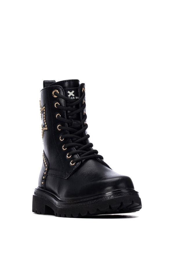 XTI Faux leather military ankle boots black