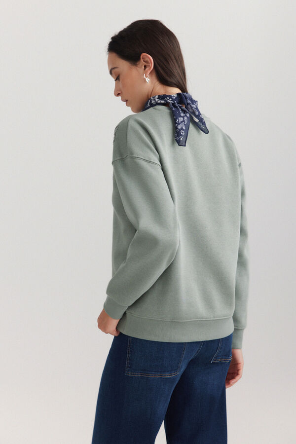 Springfield Embroidered studded sweatshirt green