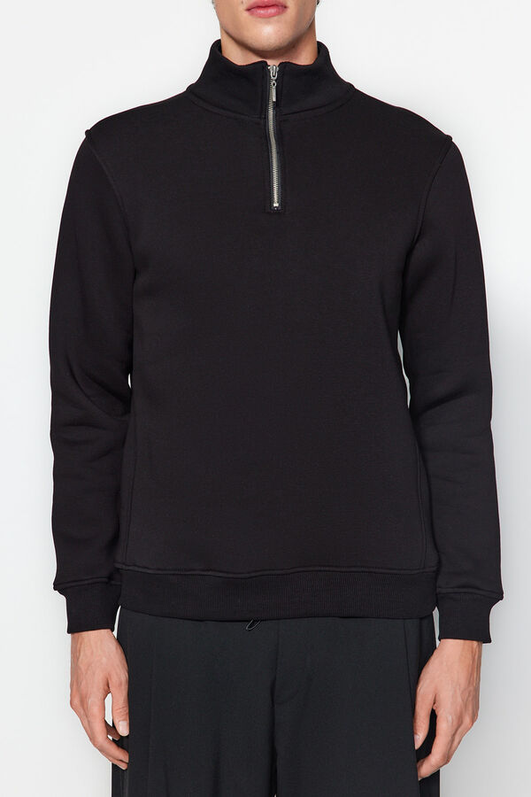 Trendyol Sudadera polar con cremallera negro