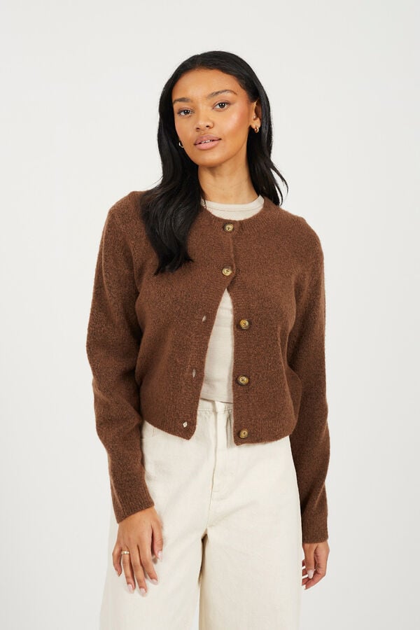 Brave Soul Casaco de malha com bot&otilde;es cru