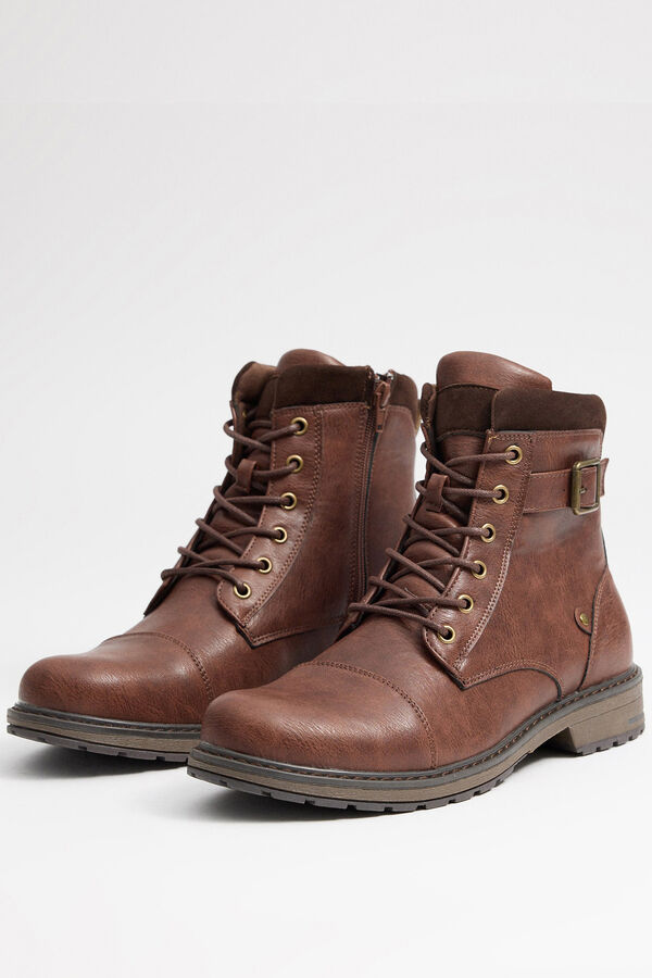 Springfield Military-style boots with buckle detail brun