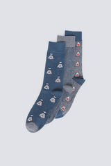 Springfield 3er-Pack lange Socken mit Hai und Fisch Blau