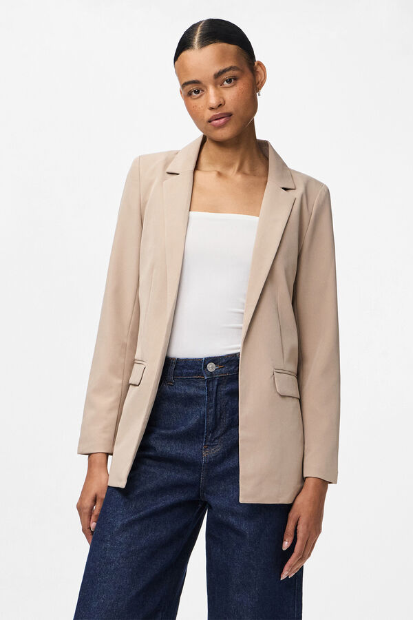 Pieces Blazer oversize sin botones beige