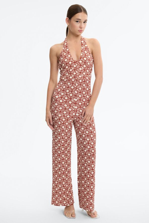 Inside Halterneck long jumpsuit printed