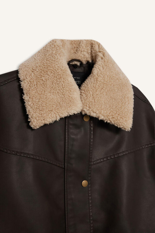 DeFacto Cazadora oversize efecto piel tostado