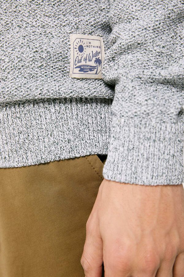 Springfield Strukturirani prošarani pulover Kaki