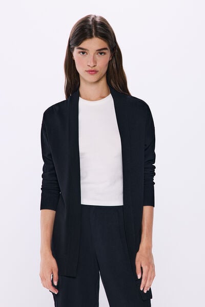 Springfield Cardigan liso abierto negro