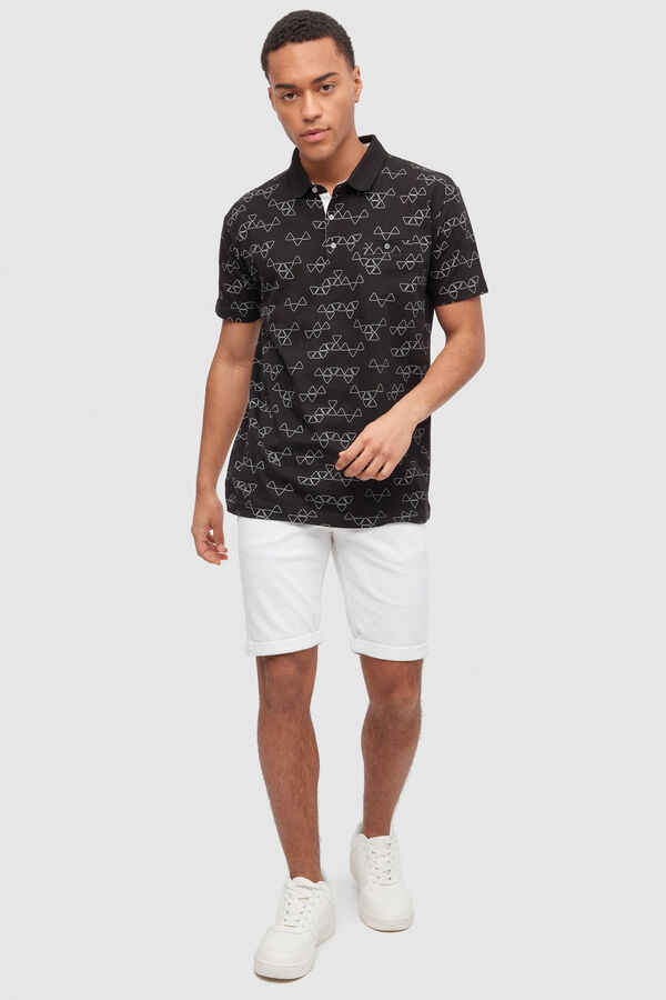 Springfield Poloshirt mit geometrischem Print schwarz