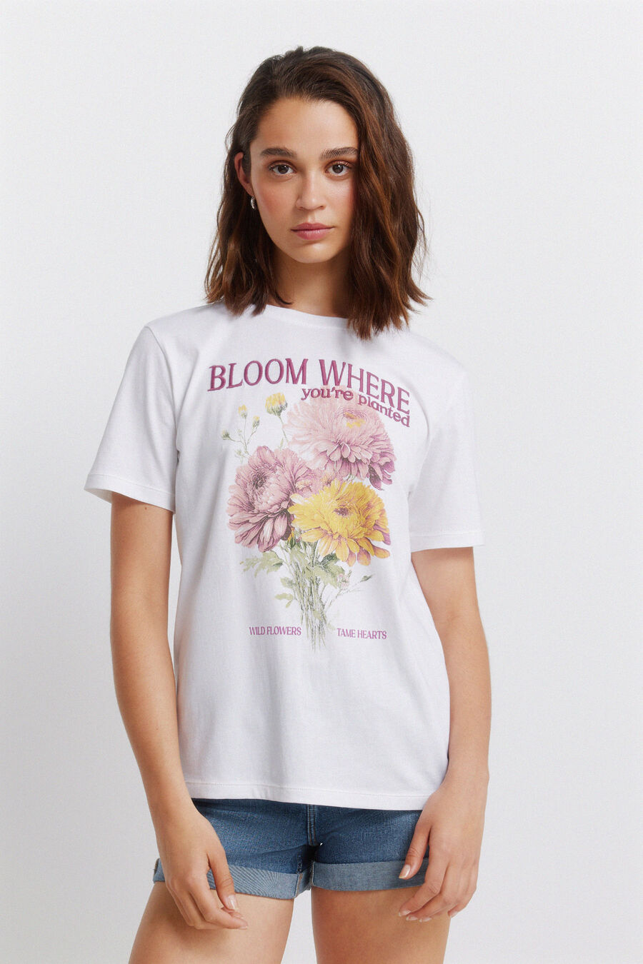 Camiseta manga corta flores