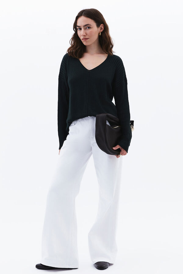 Oxxo Jersey de cuello pico verde