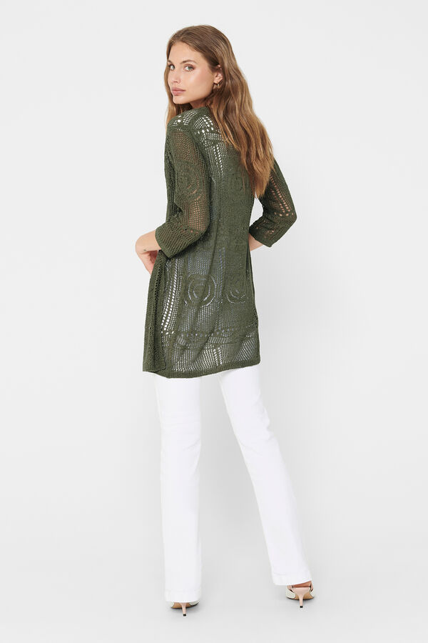 JDY Openwork knit cardigan green