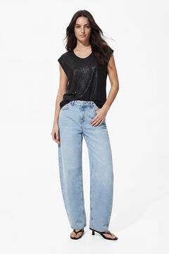 Pieces Kurzarm-T-Shirt mit Lurex