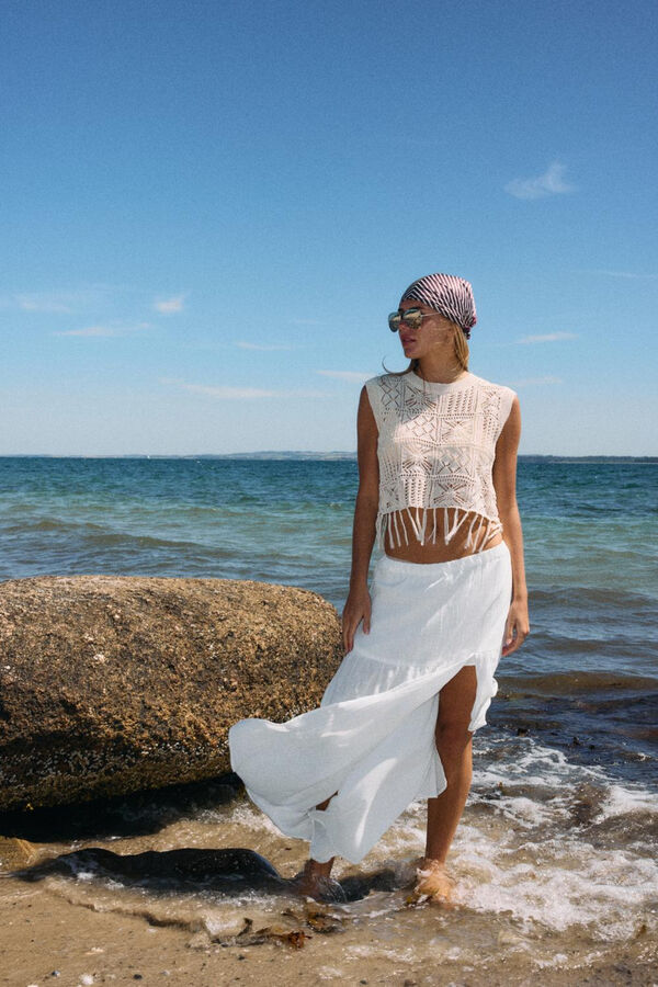 Noisy May Knitted top with fringes brown