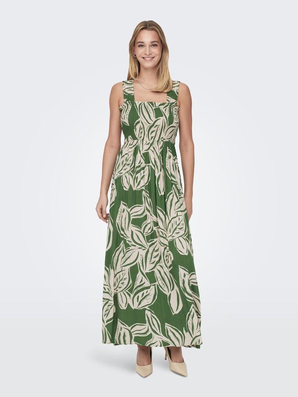 Springfield Long dress with gathered detail green
